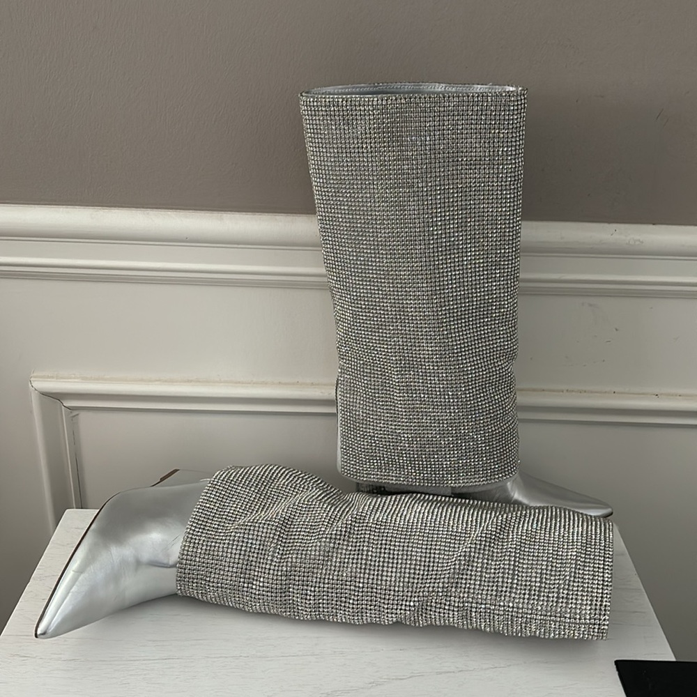 Steve Madden Riski Rhinestone Boots-Silver - Picture 14 of 16
